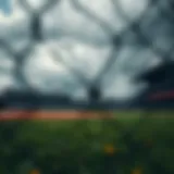 Baseball field under stormy weather