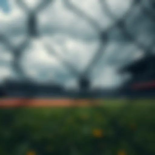 Baseball field under stormy weather