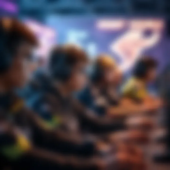 A diverse group of gamers engaged in an esports competition