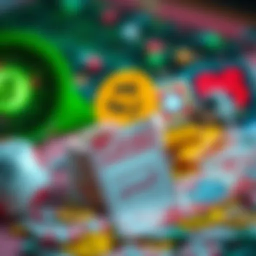 A vibrant representation of lottery tickets and gaming elements