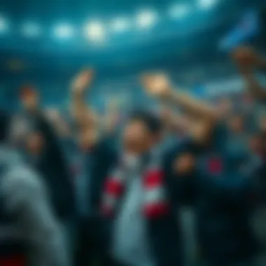 Passionate Supporters of Korean Football Fans celebrating in the stadium