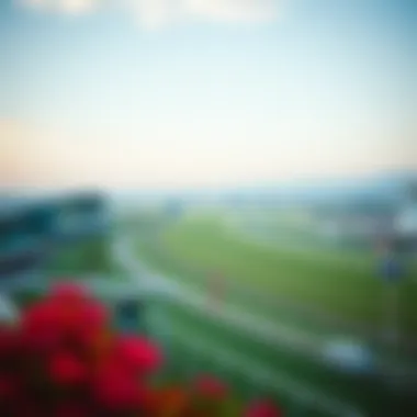 Panoramic View of LetsRun Park A panoramic view of the racecourse at LetsRun Park, showcasing the excitement of horse racing.