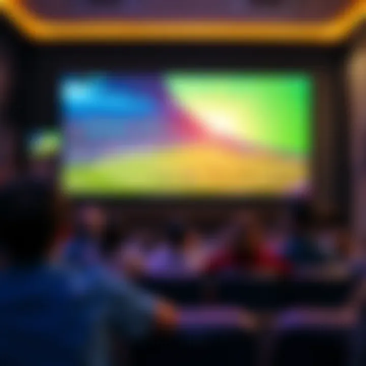 The Big Game: Viewing Experience on the Big Screen A large screen displaying a live sports game in a lively environment