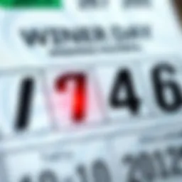 Illustration of a lottery ticket with highlighted winning numbers