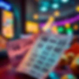 A vibrant depiction of lottery tickets and winning numbers