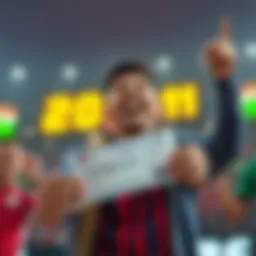 A joyful winner holding a lottery ticket