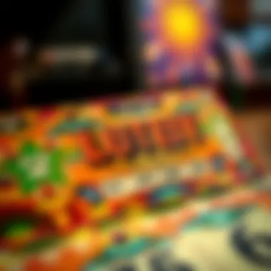An intricate lottery ticket showcasing vibrant colors and unique patterns