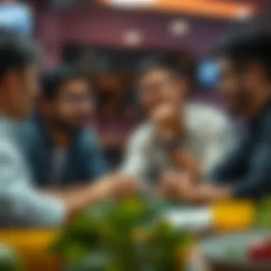 Engaging in Conversations about Luck A group of friends discussing the implications of winning