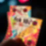 Colorful lottery ticket with vibrant patterns