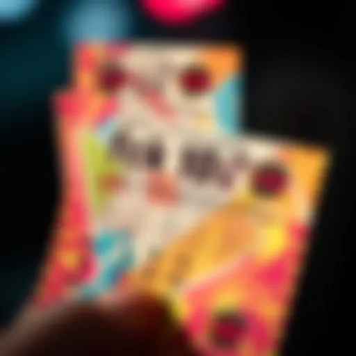 Colorful lottery ticket with vibrant patterns