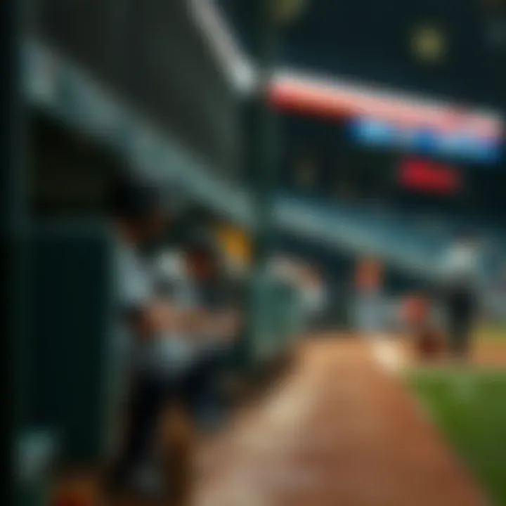 Players waiting in the dugout during rain delay